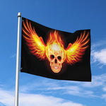 Flaming Skull With Fire Wings Print Polyester Flag