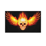 Flaming Skull With Fire Wings Print Polyester Flag