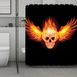 Flaming Skull With Fire Wings Print Polyester Shower Curtain