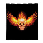 Flaming Skull With Fire Wings Print Polyester Shower Curtain