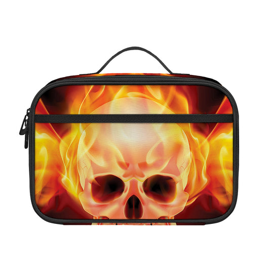 Flaming Skull With Fire Wings Print Portable Lunch Bag