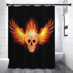 Flaming Skull With Fire Wings Print Premium Shower Curtain