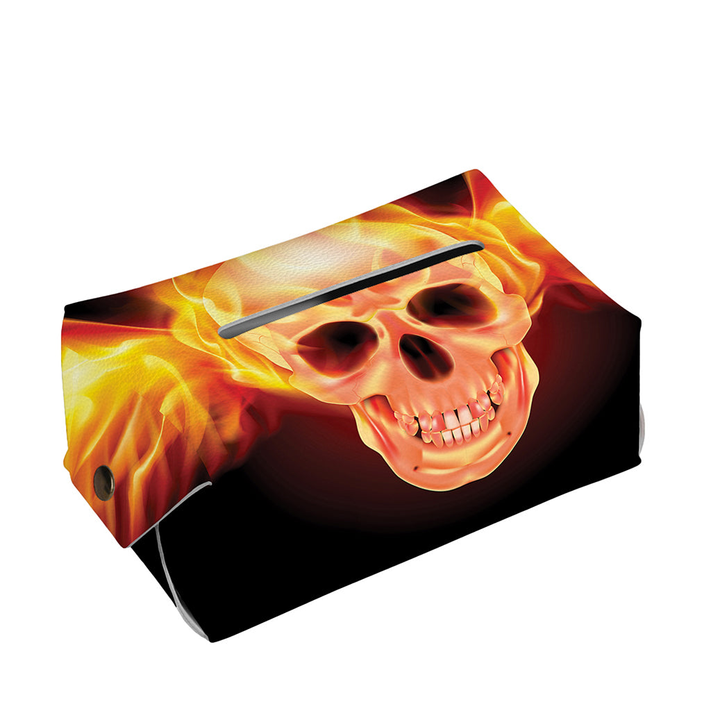 Flaming Skull With Fire Wings Print Rectangle Tissue Box Cover