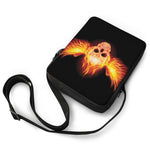 Flaming Skull With Fire Wings Print Rectangular Crossbody Bag