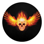 Flaming Skull With Fire Wings Print Round Blanket