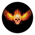 Flaming Skull With Fire Wings Print Round Floor Mat