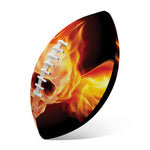 Flaming Skull With Fire Wings Print Rugby Ball
