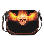 Flaming Skull With Fire Wings Print Saddle Bag