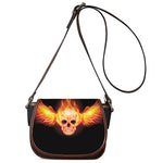 Flaming Skull With Fire Wings Print Saddle Bag
