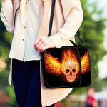 Flaming Skull With Fire Wings Print Shoulder Strap Bible Bag