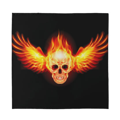 Flaming Skull With Fire Wings Print Silk Bandana