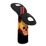 Flaming Skull With Fire Wings Print Single Neoprene Wine Tote