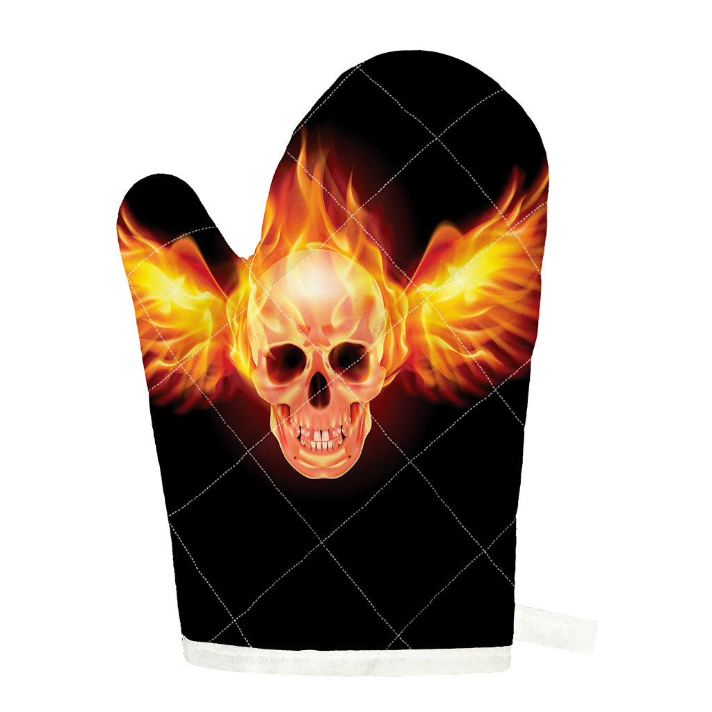Flaming Skull With Fire Wings Print Single Oven Mitt