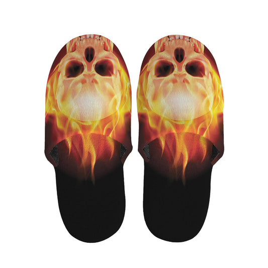 Flaming Skull With Fire Wings Print Slippers