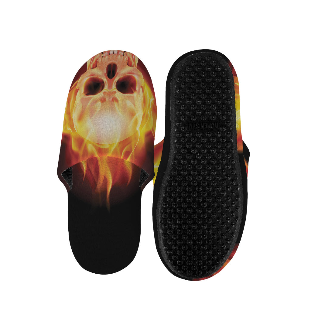 Flaming Skull With Fire Wings Print Slippers