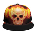 Flaming Skull With Fire Wings Print Snapback Cap