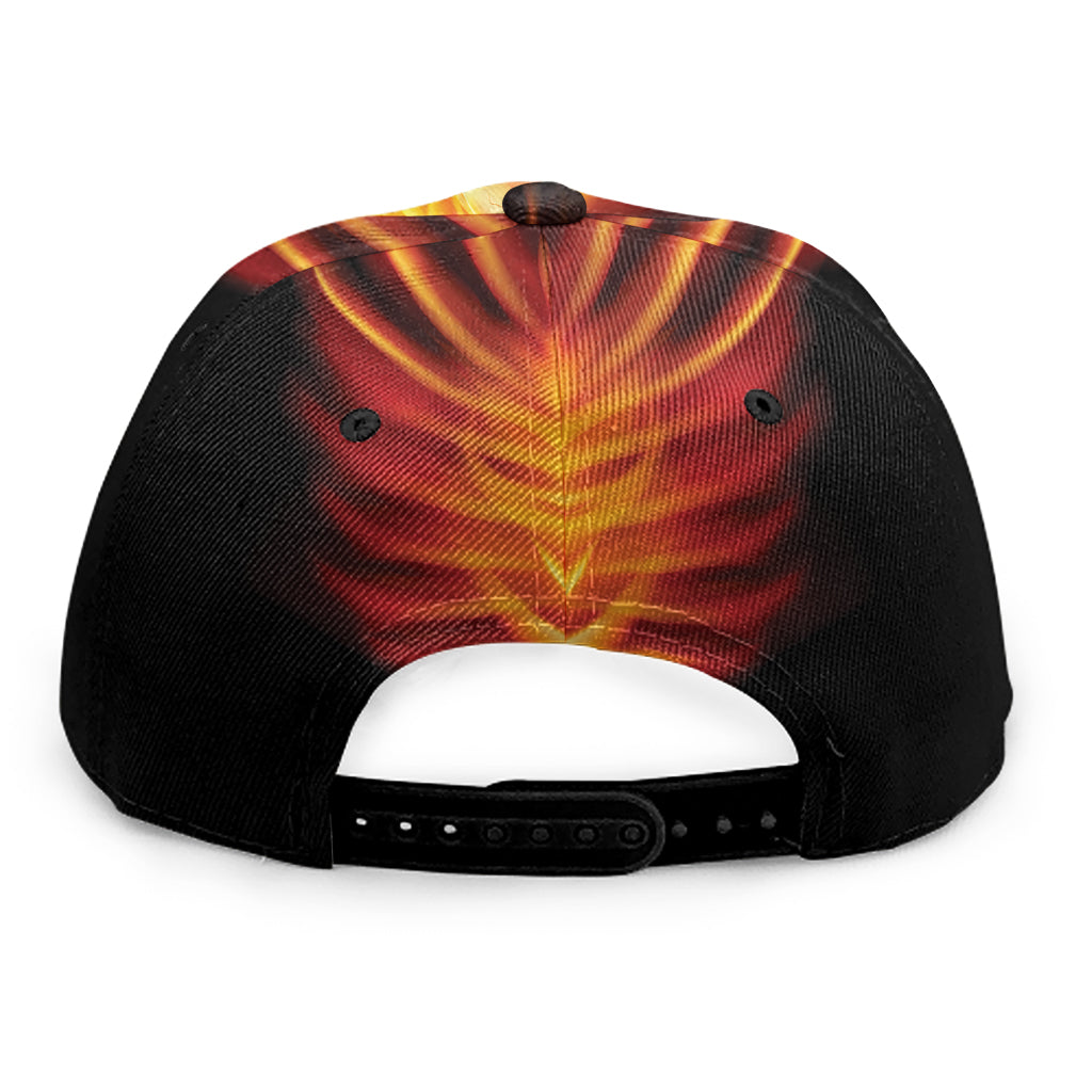 Flaming Skull With Fire Wings Print Snapback Cap