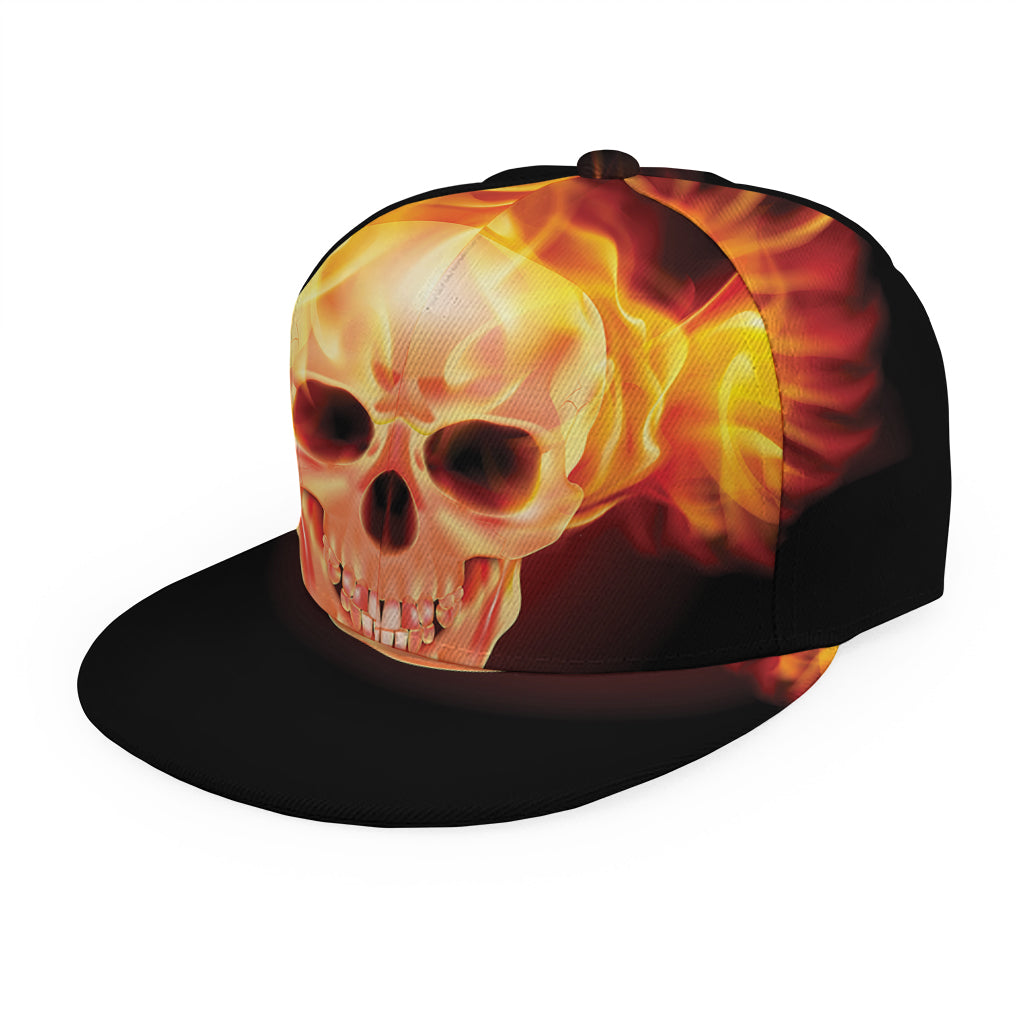 Flaming Skull With Fire Wings Print Snapback Cap