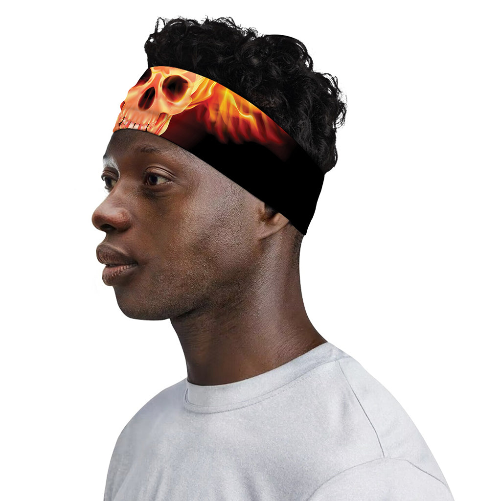 Flaming Skull With Fire Wings Print Sports Headband