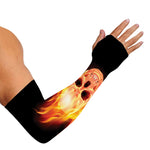 Flaming Skull With Fire Wings Print Sun Protection Arm Sleeves