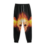 Flaming Skull With Fire Wings Print Sweatpants