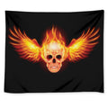 Flaming Skull With Fire Wings Print Tapestry