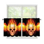 Flaming Skull With Fire Wings Print Tier Curtains