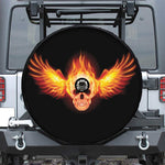 Flaming Skull With Fire Wings Print Tire Cover With Camera Hole