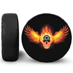 Flaming Skull With Fire Wings Print Tire Cover With Camera Hole