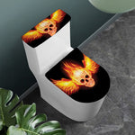 Flaming Skull With Fire Wings Print Toilet Lid And Tank Cover Set