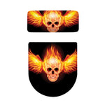 Flaming Skull With Fire Wings Print Toilet Lid And Tank Cover Set