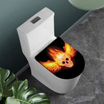 Flaming Skull With Fire Wings Print Toilet Lid Cover