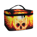 Flaming Skull With Fire Wings Print Travel Makeup Bag
