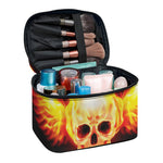 Flaming Skull With Fire Wings Print Travel Makeup Bag