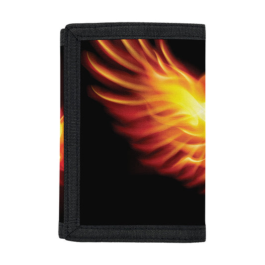 Flaming Skull With Fire Wings Print Trifold Wallet