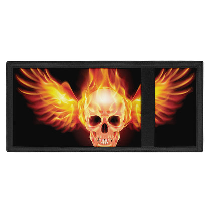 Flaming Skull With Fire Wings Print Trifold Wallet