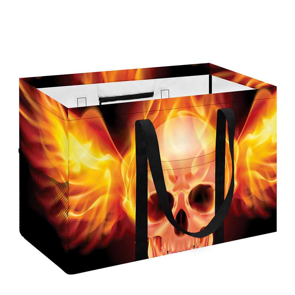 Flaming Skull With Fire Wings Print Utility Tote Bag