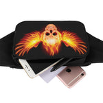 Flaming Skull With Fire Wings Print Waist Bag