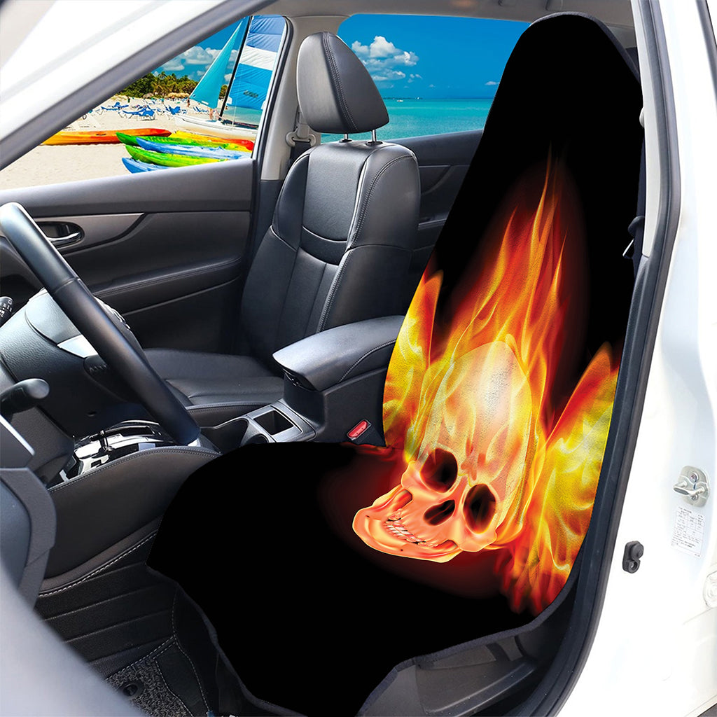 Flaming Skull With Fire Wings Print Waterproof Car Seat Cover