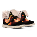 Flaming Skull With Fire Wings Print Winter Boots