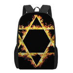 Flaming Star of David Print 17 Inch Backpack