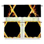 Flaming Star of David Print 3 Piece Kitchen Curtains