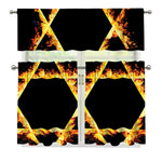 Flaming Star of David Print 3 Piece Kitchen Curtains