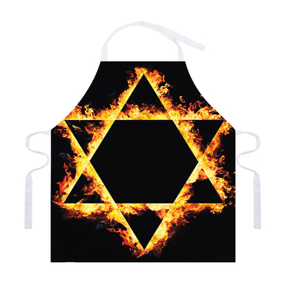 Flaming Star of David Print Adjustable Apron