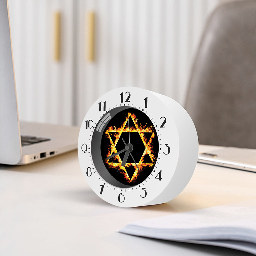 Flaming Star of David Print Alarm Clock