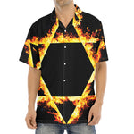 Flaming Star of David Print Aloha Shirt