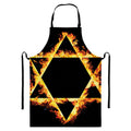 Flaming Star of David Print Bib Apron With Pocket