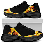Flaming Star of David Print Black Chunky Shoes