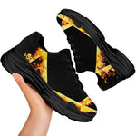 Flaming Star of David Print Black Chunky Shoes