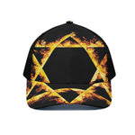Flaming Star of David Print Black Mesh Trucker Cap